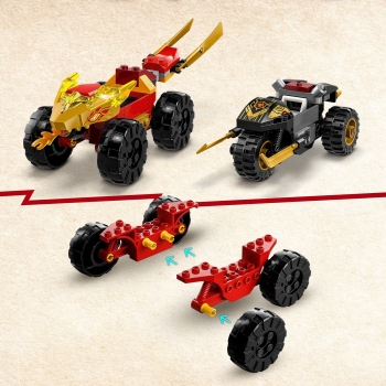 Lego NINJAGO Bitwa samochodowo-motocyklowa między Kaiem a Rasem 71789