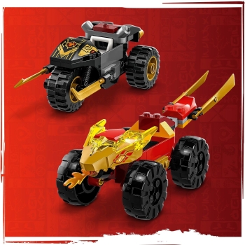 Lego NINJAGO Bitwa samochodowo-motocyklowa między Kaiem a Rasem 71789