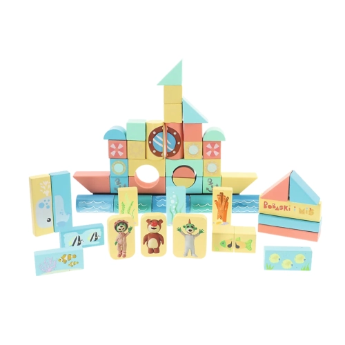 O! Klocki Drewniane Morski Świat Bobaski i Miś 53szt Trefl 61512