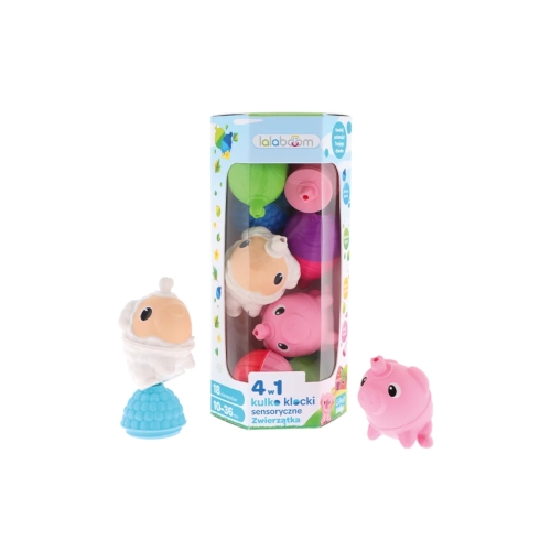 Zestaw Kulko - Klocków Zwierzęta farma 18el. Lalaboom 61713