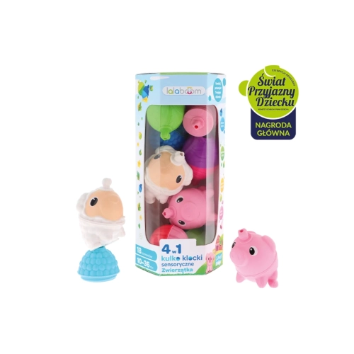 Zestaw Kulko - Klocków Zwierzęta farma 18el. Lalaboom 61713