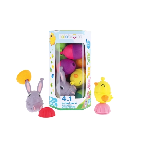 Zestaw Kulko - Klocków Zwierzęta farma 24el. Lalaboom 61715