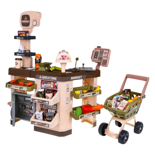 Interaktywny supermarket dla dzieci Wózek Kasa Terminal światła dźwięki 668-105