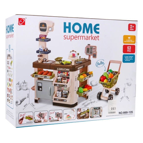 Interaktywny supermarket dla dzieci Wózek Kasa Terminal światła dźwięki 668-105