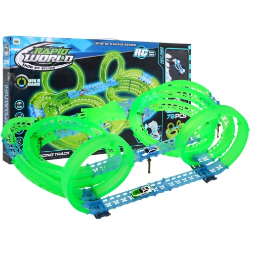 Świecący w ciemności Tor wyścigowy dla dzieci Pętle 360 6688-611