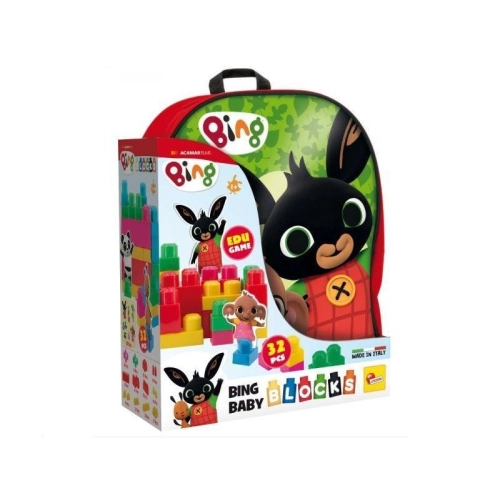 Królik Bing Plecak Czerwony Z Klockami 32el. LISCIANI 76611