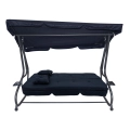 Huśtawka ogrodowa z rozkładanym siedziskiem i regulacją daszka, granat 8011