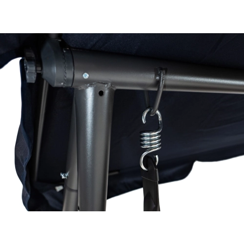 Huśtawka ogrodowa z rozkładanym siedziskiem i regulacją daszka, granat 8011