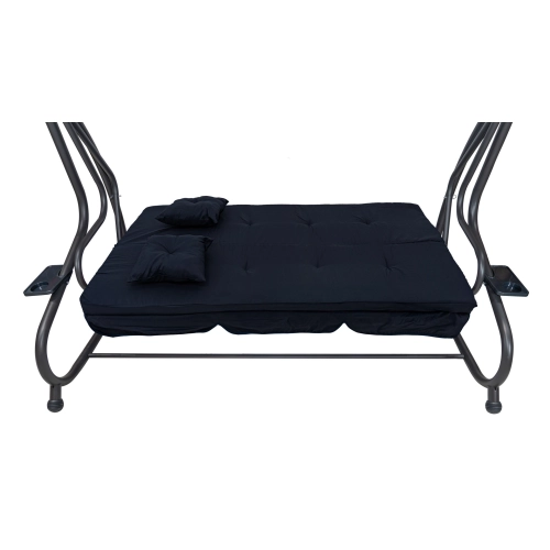 Huśtawka ogrodowa z rozkładanym siedziskiem i regulacją daszka, granat 8011