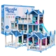 3-piętrowy domek dla lalek Niebieska willa z wyposażeniem 862-08