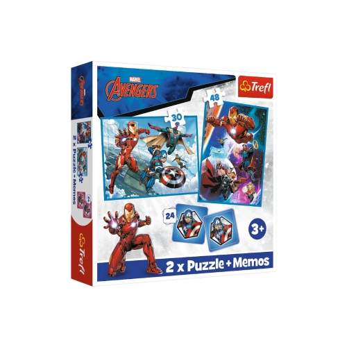 Puzzle 2w1 + memos Bohaterowie w akcji Avengers Trefl 93333