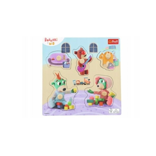 Zabawka Drewniana Puzzle Mini Bobaski i Miś Trefliki Trefl 61621