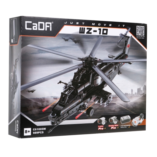 Klocki techniczne CaDA 989 el. Zdalnie sterowany Helikopter WZ-10 śmigłowiec bojowy C61005W