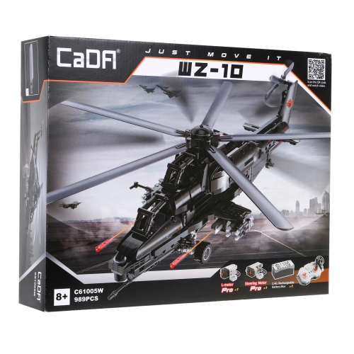 Klocki techniczne CaDA 989 el. Zdalnie sterowany Helikopter WZ-10 śmigłowiec bojowy C61005W