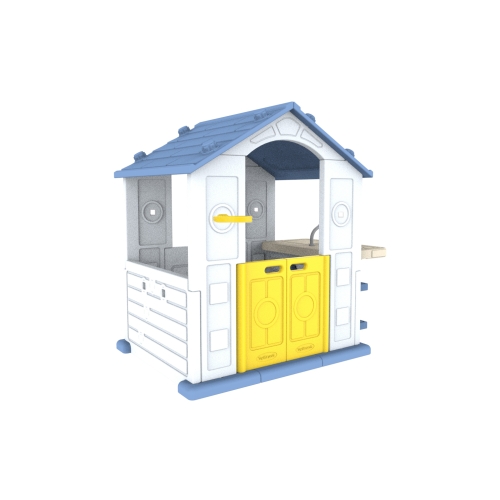 Duży Domek dla dzieci z koszykówką i zlewem Niebieski Dach CHD-510
