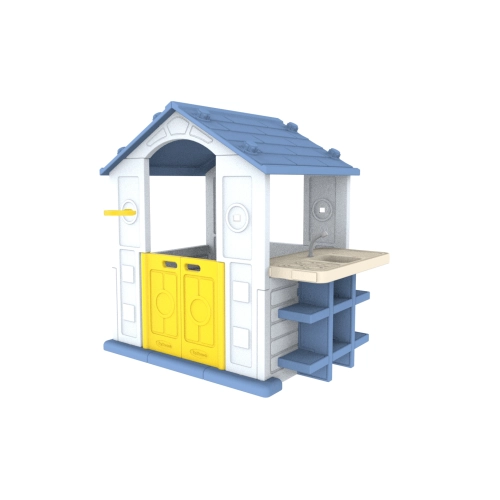 Duży Domek dla dzieci z koszykówką i zlewem Niebieski Dach CHD-510