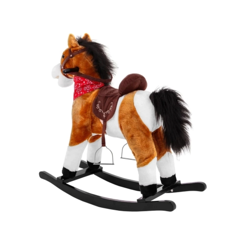 Jasny brązowy konik na biegunach FDRK047B dla dzieci, pluszowy, z dźwiękami galopu i rżenia