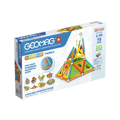 Klocki Magnetyczne GEOMAG 78el. Supercolor Panels Recycled G379