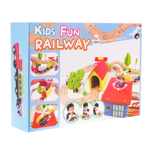 Mega Drewniana Kolejka autka helikopter 69el SXR3119