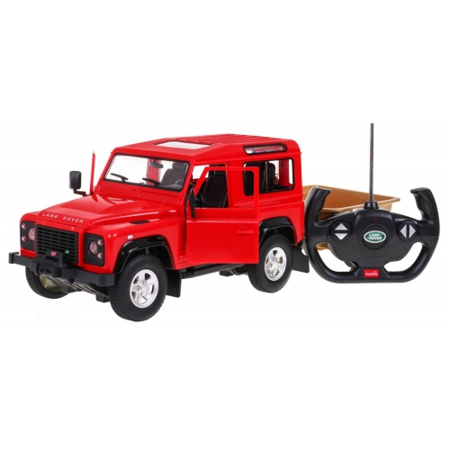Autko zdalnie sterowane z przyczepą Land Rover Defender czerwony model 1:14 RASTAR ZRC.78400-1.CR