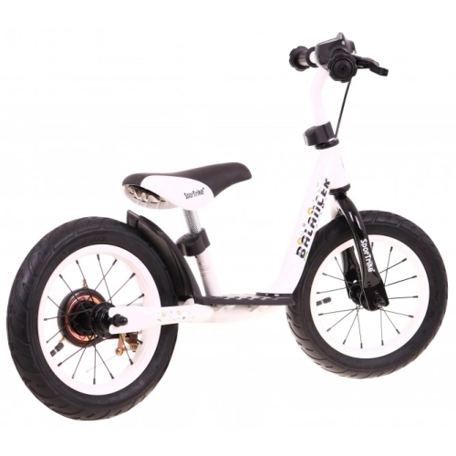 Rowerek biegowy BALANCER + podnóżek + pompowane koła WB-21 bialy