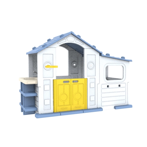 Duży Domek dla dzieci z przedsionkiem, koszykówką i zlewem Niebieski Dach CHD-515
