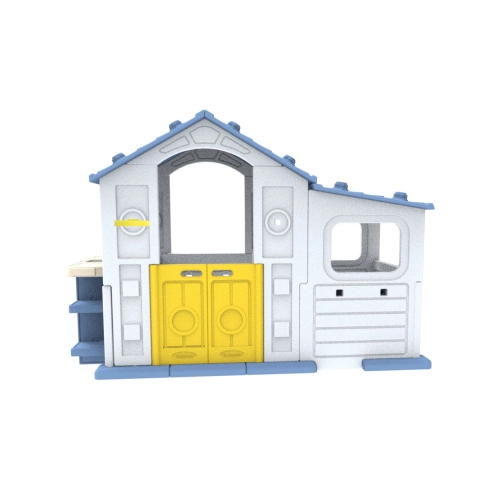 Duży Domek dla dzieci z przedsionkiem, koszykówką i zlewem Niebieski Dach CHD-515