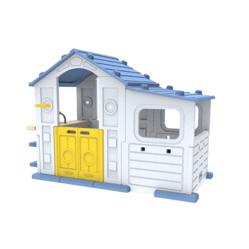 Duży Domek dla dzieci z przedsionkiem, koszykówką i zlewem Niebieski Dach CHD-515