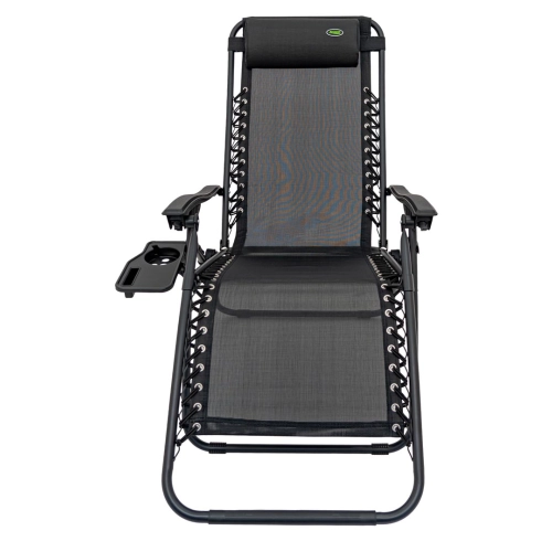 Leżak ogrodowy z podstawką na napoje Czarny GRT-105T