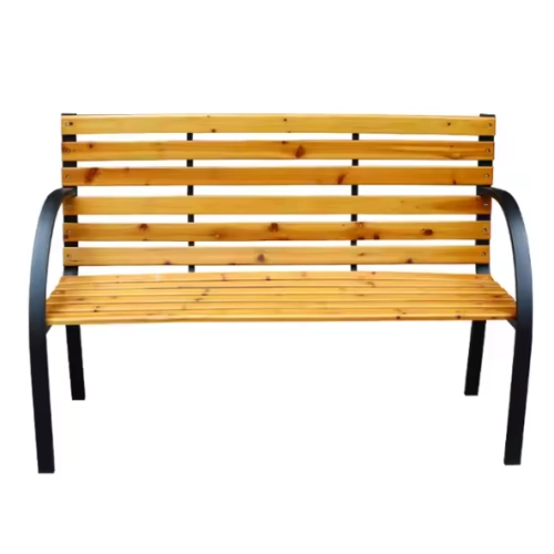 Ławka Ogrodowa  z oparciem Drewniana Ławeczka Parkowa Metalowa