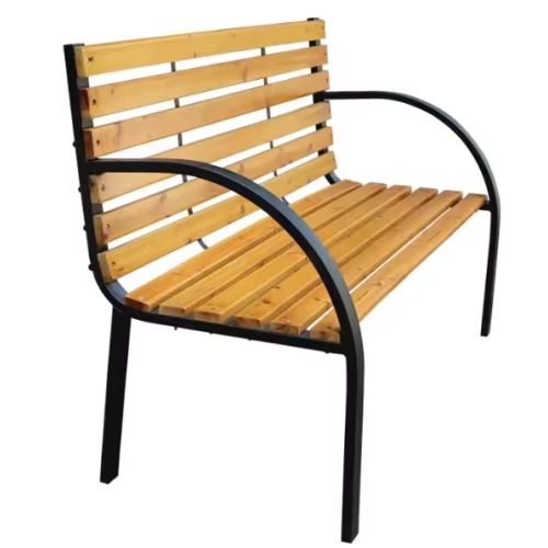 Ławka Ogrodowa  z oparciem Drewniana Ławeczka Parkowa Metalowa