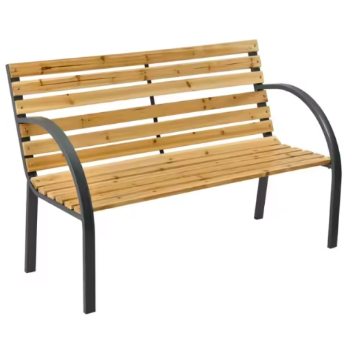Ławka Ogrodowa  z oparciem Drewniana Ławeczka Parkowa Metalowa