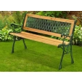 Ławka Ogrodowa z oparciem Drewniana Metalowa Ławeczka Parkowa