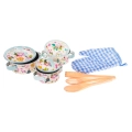 Zestaw aluminiowych Garnków dla dzieci 3+ Akcesoria 10 el. + Przybory kuchenne + Rękawica kuchenna