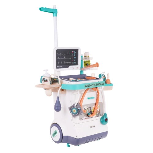 Interaktywny Zestaw Lekarza z Wózkiem lekarskim dla dzieci 3+ EKG RTG + Termometr + Stetoskop + Akcesoria 26 el.