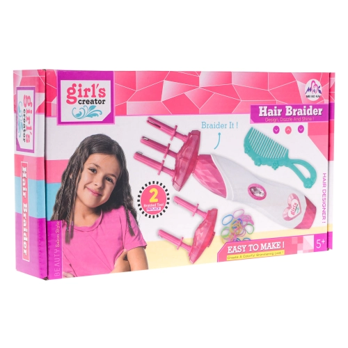 Zestaw do Warkoczy 2w1 dla dzieci 5+ Maszynka do zaplatania + 2 Wymienne Nasadki + 50 Gumek do włosów + Grzebień