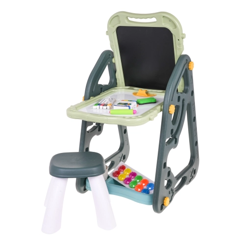 Wielofunkcyjna Tablica dla dzieci 3+ Tablica magnetyczna + Tablica kredowa + Krzesełko + Przybory papiernicze