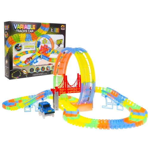 Fluorescencyjny Tor Wyścigowy dla dzieci 3+ Elastyczne części 157 el. + Autko z LED + Pętla 360