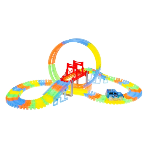 Fluorescencyjny Tor Wyścigowy dla dzieci 3+ Elastyczne części 157 el. + Autko z LED + Pętla 360