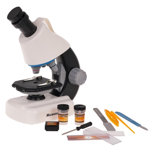 Biały Mikroskop + Próbówki i Akcesoria