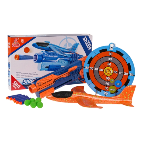 Pistolet z Wyrzutnią Samolotową 5w1 Pomarańczowy