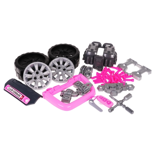 Różowe autko z silnikiem do Naprawy dla dzieci 3+ Narzędzia + Interaktywny kokpit + Pilot Zestaw małego Mechanika