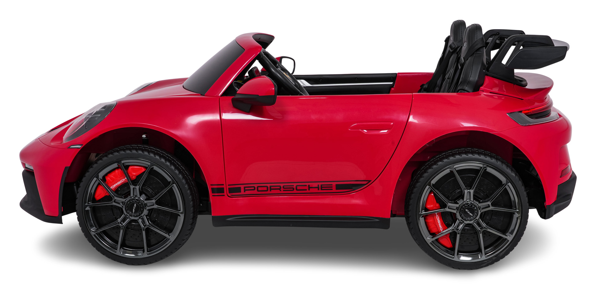 Porsche GT3 STRONG samochód elektryczny dla dzieci Porsche 911 GT3 STRONG czerwony auto na akumulator widok bok