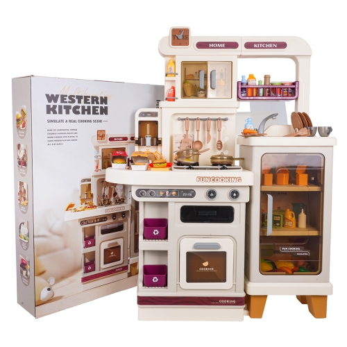 MEGA Kuchnia z Funkcją Świateł, Dźwięku i Pary + Akcesoria Beżowa