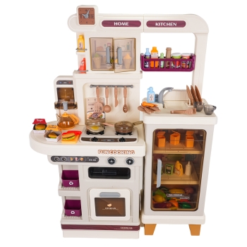 MEGA Kuchnia z Funkcją Świateł, Dźwięku i Pary + Akcesoria Beżowa