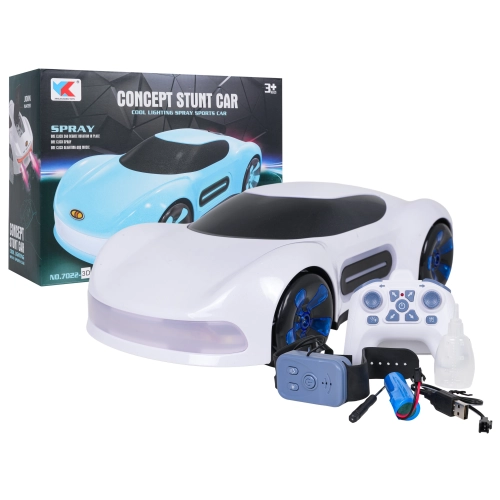 Pojazd z Funkcją Dymu Sterowany z Pilota i Zegarka Biały