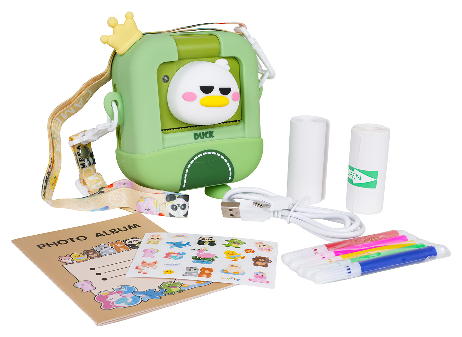 Aparat fotograficzny dla dzieci z drukarką kaczka zestaw z papierem termicznym i pisakami