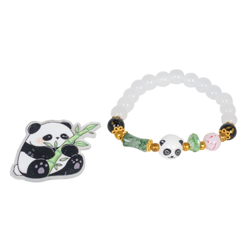 Zestaw Biżuterii Panda Biała Bransoletka