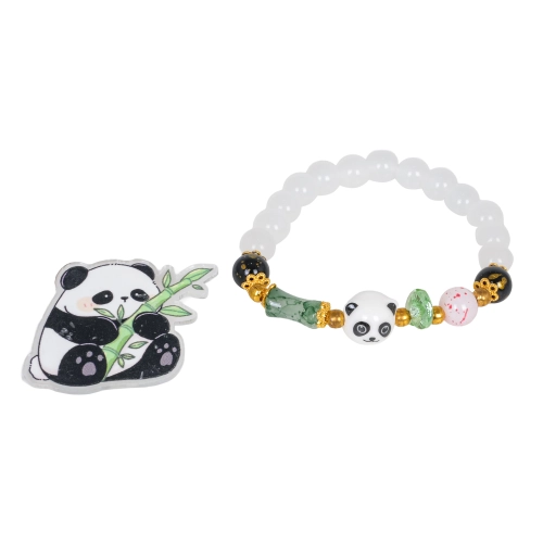 Zestaw Biżuterii Panda Biała Bransoletka