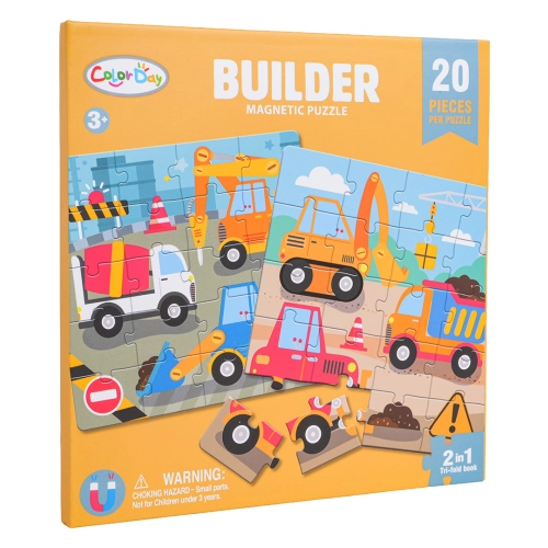 Magnetyczne Puzzle Plac Budowy + Książeczka